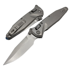 Microtech Socom Ram-Lok S/P-M Marfione Select Knife Slab Side Titanium, Blue HW, Stonewashed M390MK by Tony Marfione (160RLS-10SMS3)
