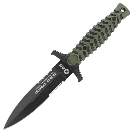 K25 RK-32207 Boot Knife Green ABS/Black Rubber, Black Titanium 7Cr17Mov