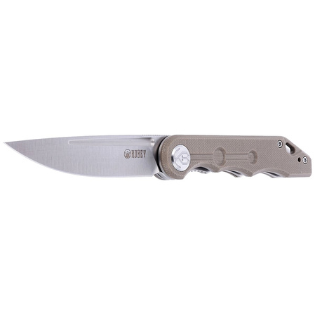 Kubey Knife Mizo, Tan G10, Satin 14C28N by Tiguass (KU2101E)