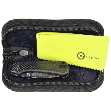 Nóż składany Civivi Baby Banter Twill Carbon Fiber overlay on Black G10, Black Hand Rubbed Damascus by Ben Petersen (C19068S-DS1)