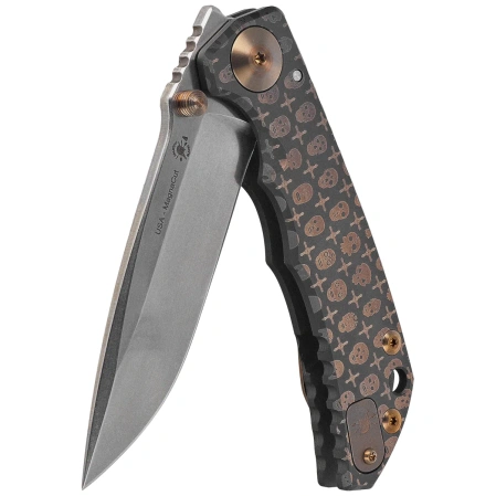 Spartan Blades Harsey Folder ''Gilded Skulls'' Titanium, Stonewashed MagnaCut
