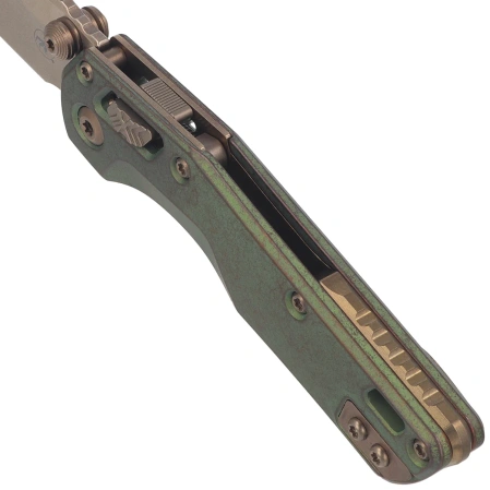 Nóż składany Microtech MSI Ram-Lok Mini S/E Marfione Select Slab Side Antique Green Titanium, Bronzed M390MK by Tony Marfione (210M-13MS2)