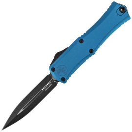 Microtech Hera II Mini D/E OTF Knife Blue Aluminum, Black M390MK by Tony and Sean Marfione (1702M-1BL)