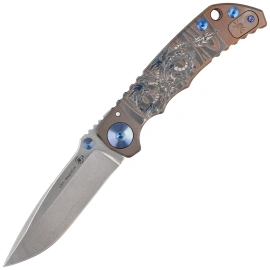 Spartan Blades Harsey Folder ''Dragon'' Bronze Titanium, Stonewashed MagnaCut by William W. Harsey (SF5Dragon)