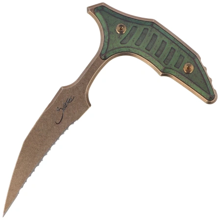 Nóż Microtech Bee Marfione Select Antique Green Titanium, Bronze Titanium HW, Bronzed Stonewashed F/S 440C by Bastinelli (218-15MS1)
