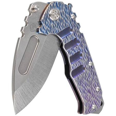 Medford Praetorian T DP Blue-Violet w/Silver ''Dragon Skin'' Titanium, Std HW/Clip, Tumbled S45VN by Greg Medford