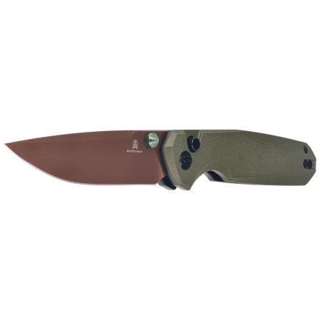 Nóż składany Bestechman Velix OD Green G10, Gold PVD 14C28N Steel by Ostap Hel (BMK07G)