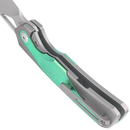 Nóż składany Kizer Topsail Silver-Green Crystallized Titanium, Blast M390 by Jonathan Styles (Ki3735A4)
