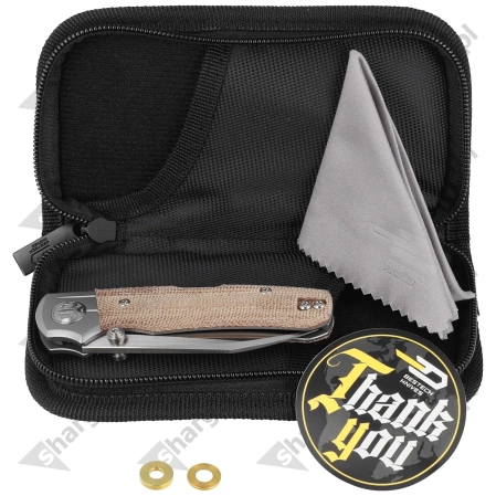 Bestech Tonic Grey Titanium/Natural Canvas Micarta, Satin M390 by Colin Maisonpierre Knife (BT2204B)