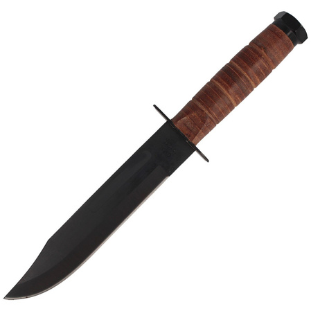 Herbertz CJH Knife Ka-Bar Style Brown Leather, Black S45C (101018)