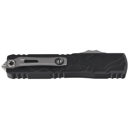 Nóż automatyczny OTF Microtech Ultratech Gen IV Spartan Black Topographic Deep Engraved Aluminium, Stonewashed M390MK by Tony Marfione (12234TP-10)