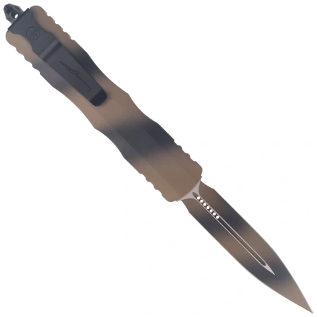 Microtech Dirac Delta D/E OTF Knife Tan War Paint Aluminium, Tan War Paint M390MK by Tony Marfione (227-1TAWPS)