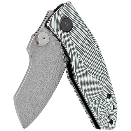 Nóż składany Kubey Knife Monsterdog White/Green G10, Damascus by Dmitry Osarenko (KU337E)