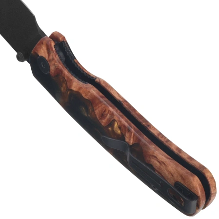 Nóż składany Bestechman Cicada's Wing-TL Black-Gold Resin / Wood, Black PVD 10Cr15CoMoV (BMK24-W-2)