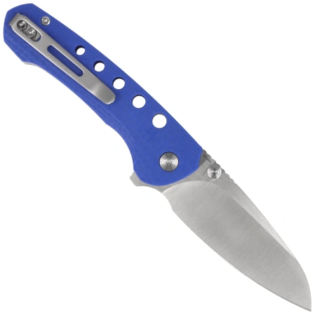 Remette RT-BEE-B Knife w/Titanium Toothpick Blue G10, Handmade Satin 14C28N