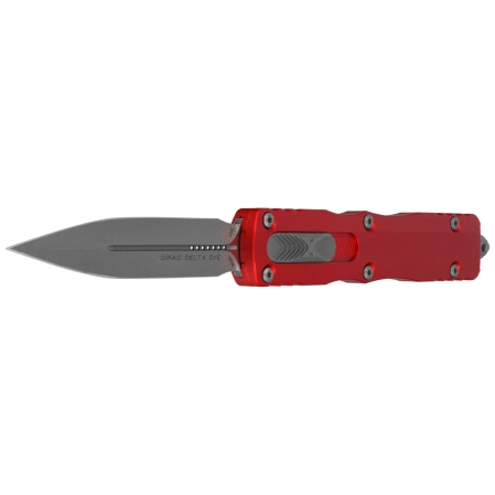 Microtech Dirac Delta D/E OTF Knife Red Aluminum, Apocalyptic by Tony Marfione (227-10APRD)