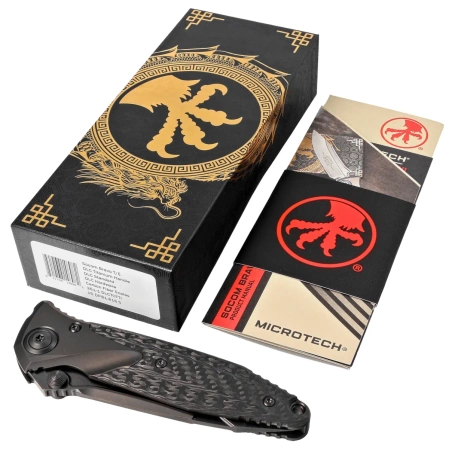 Nóż składany Microtech Socom Bravo T/E Black DLC Titanium / Carbon Fibre, Black DLC HW, Black DLC M390 by Tony Marfione (261-1DLCTCFTIS)