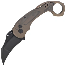 Kubey KB Knives Tactical Toucan Bronze Titanium, Blackwashed CPM 20CV by Jake Hoback (KB463C)