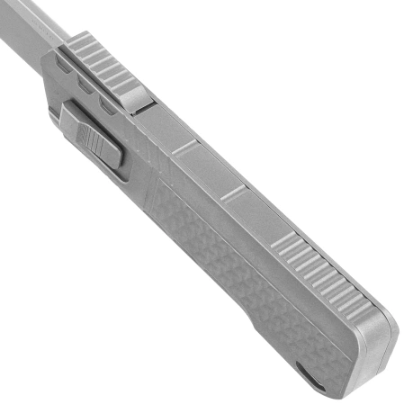 Nóż grawitacyjny Remette RT-Sharp Leopard Titanium, Manual Fine Grinding Pearlescent/Manual Wire Drawing M390 (ZL301E)