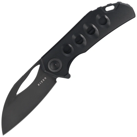 Kizer Hawk Knife Black Titanium, Polished Black DLC M390 by Carlos Elstner (Ki4683A1)
