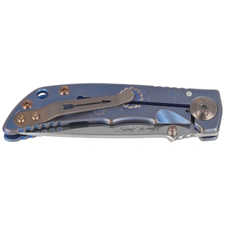 Spartan Blades Harsey Folder 3.25 Plague Doctor Blue Titanium, Stonewashed MagnaCut by William W. Harsey (SF10 Custom Plague BLU)