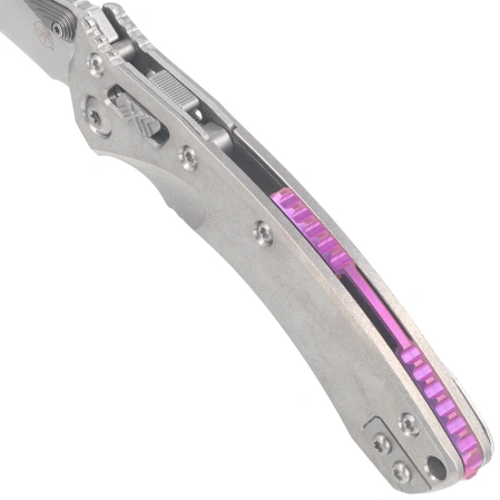 Microtech Amphibian Mini Ram-Lok S/E Knife Gray Slab Side Titanium, Purple Bksp, Stonewashed M390MK by Tony Marfione (137MRL-10MS3)