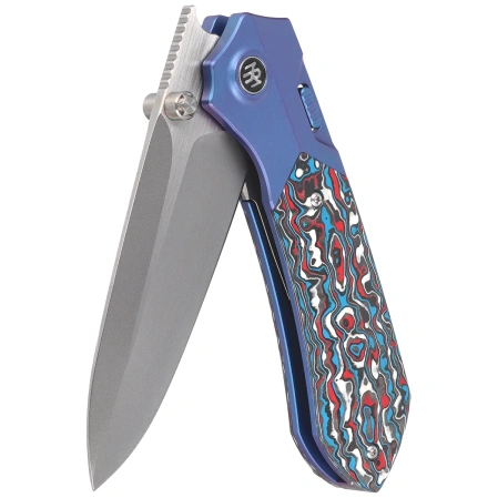 Nóż składany Remette Meteor Blue Titanium/Carbon Fiber, Pearlescent M390 (RTPT-AL)