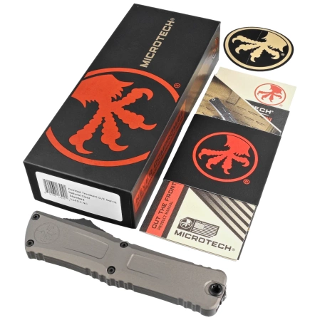 Nóż automatyczny OTF Microtech Combat Troodon Gen III D/E Natural Clear Aluminium, Black M390MK by Tony Marfione (1142-1NC)