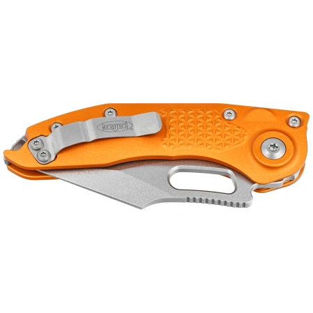 Microtech Stitch-A S/E Automatic Knife Orange Tangerine Tri-Grip Aluminum, Stonewashed by Borka Blades and Tony Marfione (169-10OT)