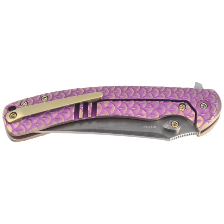 WeKnife Dracarys LE No 017/199 Purple / Golden Titanium, Hand Rubbed Satin M390 (WE25061B-2)