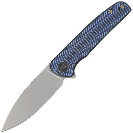 WE Knife Shakan LE No 198/310 Blue Satin Polished Patterned Titanium, Silver Bead Blasted CPM 20CV (WE20052C-1)