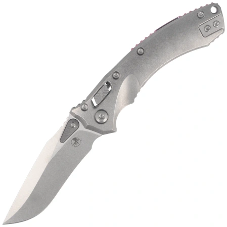 Nóż składany Microtech Amphibian Mini Ram-Lok S/E Gray Slab Side Titanium, Purple Bksp, Stonewashed M390MK by Tony Marfione (137MRL-10MS3)