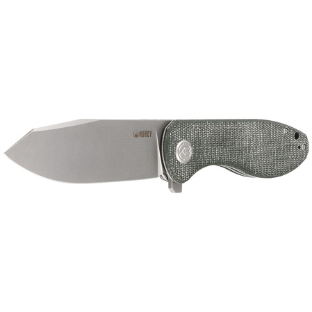 Kubey Knife Master Chief Green Micarta, Bead Blast AUS-10 by Keanu Alfaro (KU358I)
