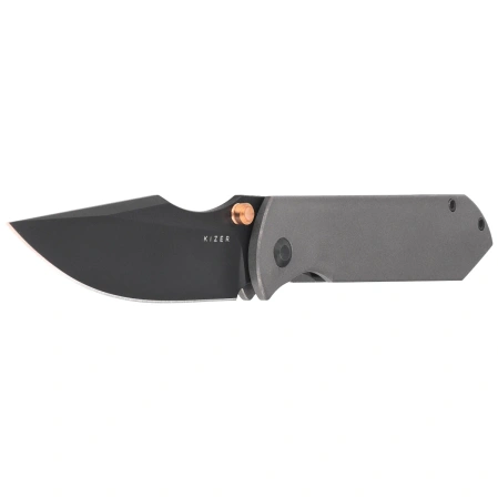 Kizer Harpoon Fold Knife Gray Titanium, Matte DLC Ultra Elmax by Maverick Customs (Ki4784A3)