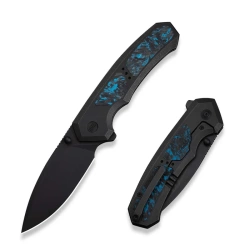 Nóż składany We Knife Corwyn Black/Blue Titanium/Carbon Fiber, Blackstonewashed M390 (WE24088-1)
