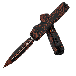 Nóż automatyczny OTF Microtech Ultratech Gen IV D/E Signature Topographic Black-Orange Camo Smooth Aluminium, Topographic Black-Orange Camo M390MK by Tony Marfione (11224-1TPBKORCS)