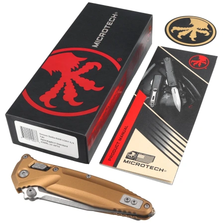 Nóż składany Microtech Socom Delta Ram-Lok S/P-M Tan Aluminium, Apocalyptic M390MK by Tony Marfione (159RL-10APTA)