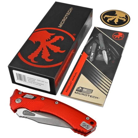 Microtech Amphibian Ram-Lok S/E Knife Fluted Red Aluminum, Apocalyptic M390MK by Tony Marfione (137RL-10APFLRD)