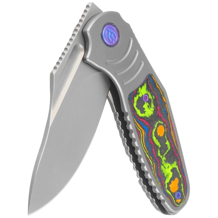 Nóż składany Kubey KB Knives Stroller Gray Titanium/Camo Carbon Fiber, Stonewashed CPM 20CV by Utilizator (KB384A)