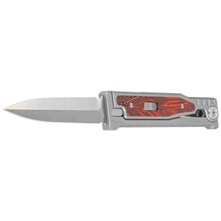Reate EXO-M Gravity D/E Knife Bead Blasted Titanium/Damascus Red-Black G10, Satin Elmax