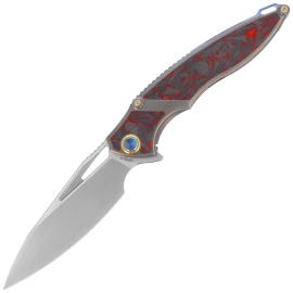 Nóż składany Rike Knife RK1902-R/CF Grey Titanium / Red Carbon Fiber, Bead Blasted M390