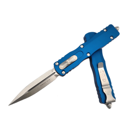 Nóż automatyczny OTF Microtech Dirac D/E Blue Aluminium, Stonewashed M390 by Tony Marfione (225-10BL)