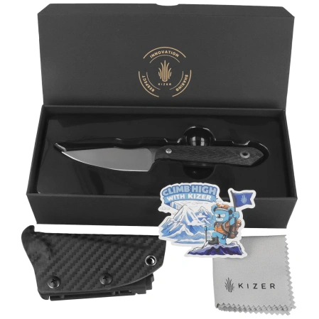 Kizer Mini Harpoon Knife Carbon Fiber, Satin M390 by Maverick Customs (1040S8)