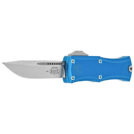Nóż automatyczny OTF Microtech Hera II Mini S/E Blue Aluminium, Stonewashed M390MK by Tony Marfione (1703M-10BL)