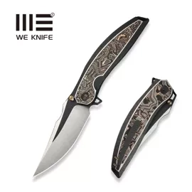 Nóż składany We Knife Quinseris Black Titanium/Copper Foil Carbon, Hand Polished Satin/Black Stonewashed M390 (WE23093-1)