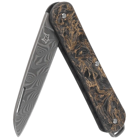 Fox Vulpis 130 LE No 115/250 Dark Matter Fat Carbon, Super Clean Damascus by Balbach Damast Pocket Knife (FX-VPDAM130 DMGO)