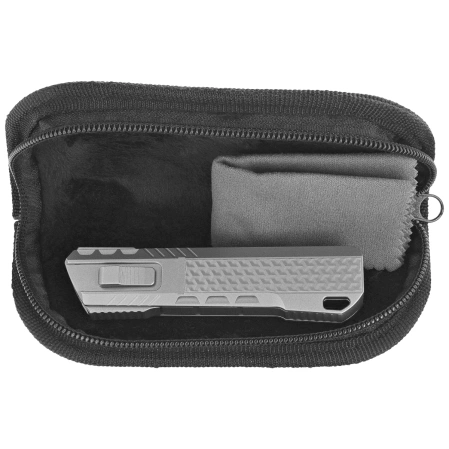 Nóż grawitacyjny Remette RT-Sharp Leopard Titanium, Manual Fine Grinding Pearlescent/Manual Wire Drawing M390 (ZL301E)