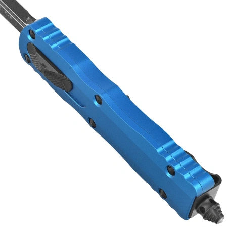 Nóż automatyczny OTF Microtech Dirac D/E Blue Aluminium, Black Cerakote M390 by Tony Marfione (225-1BL)