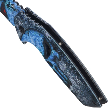 Nóż składany ratowniczy Third Decor Habitat K2944 3D Blue Skull Steel, 3D Blue Skull 420 (TH-K2944)