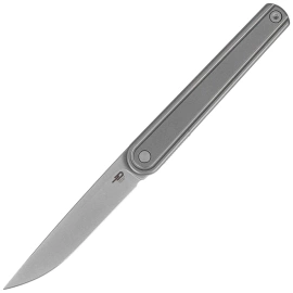 Bestech Ink Knife Silver Titanium, Sandblasted / Stonewashed MagnaCut by Denis Simonutti (BT2502A)